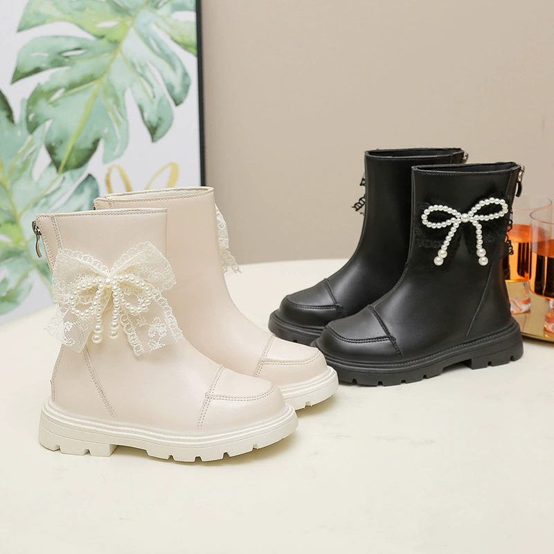 Детские ботинки Мартин для девочек, весна/лето 2025, новые ботинки с бантом, нескользящие и универсальные.