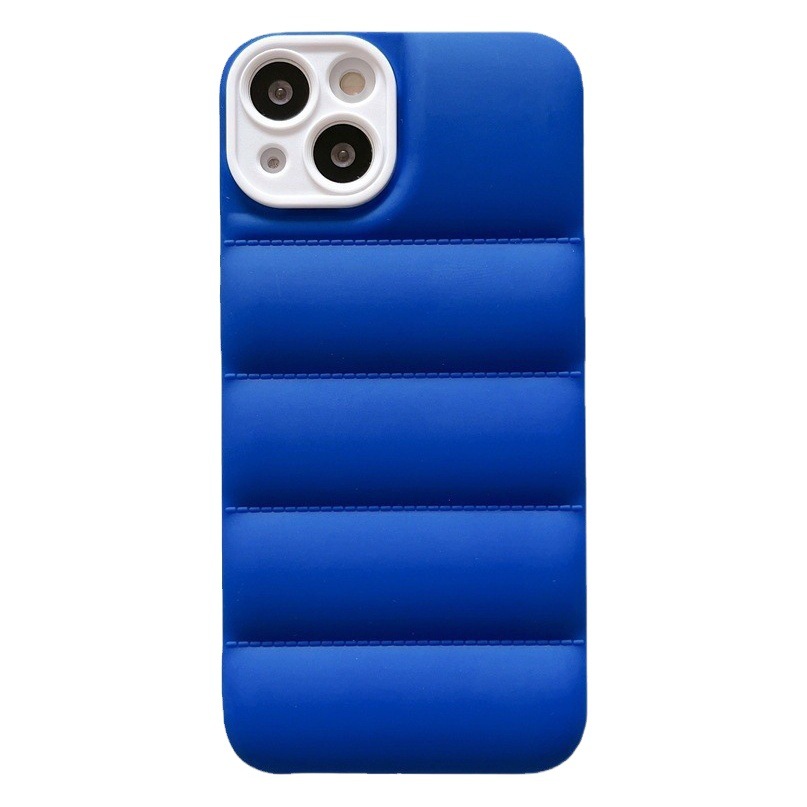 Chaqueta de plumón de color en contraste iPhone16Promax funda para teléfono Apple 14Pro todo incluido 11/12 transfronterizo 16Pro suave