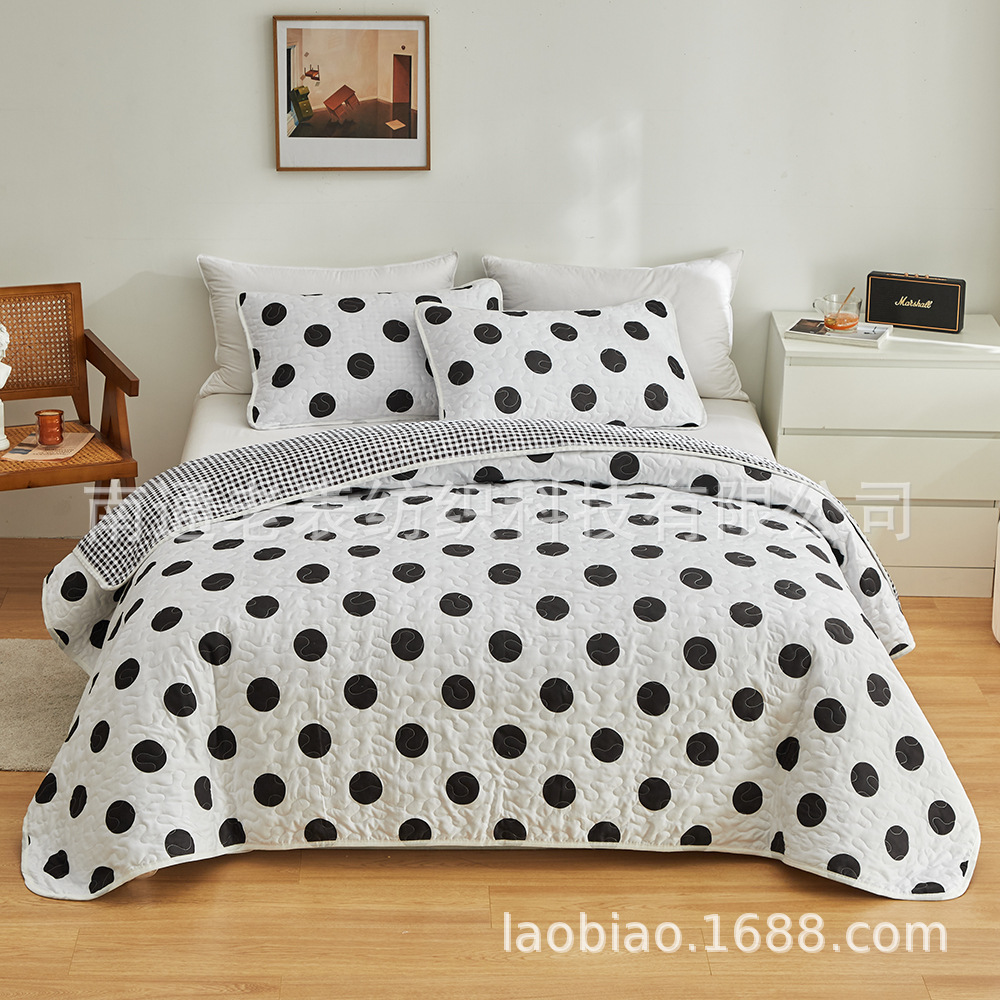 跨境家纺欧美床上用品外贸亚马逊速卖通印花夹棉绗缝被子枕套套件