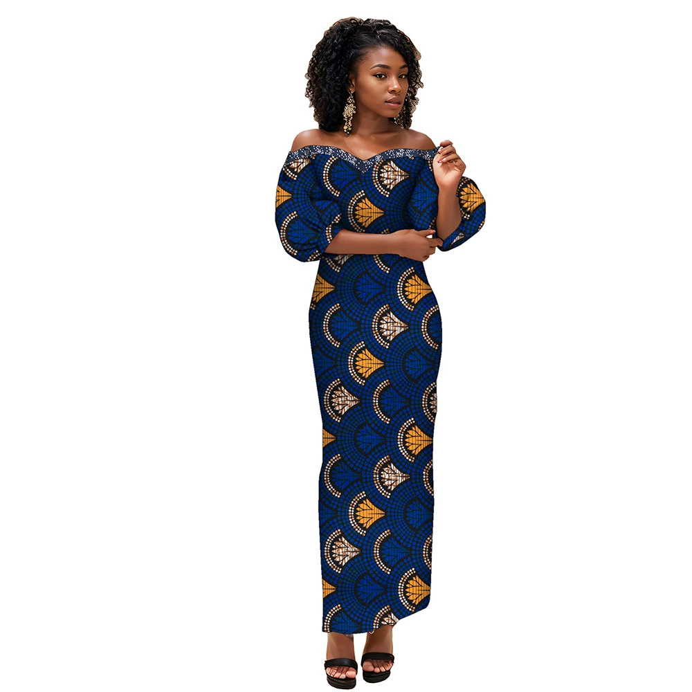 Женское летнее платье с рукавами-фонариками, в этническом стиле, больших размеров, без бретелек, с открытыми плечами