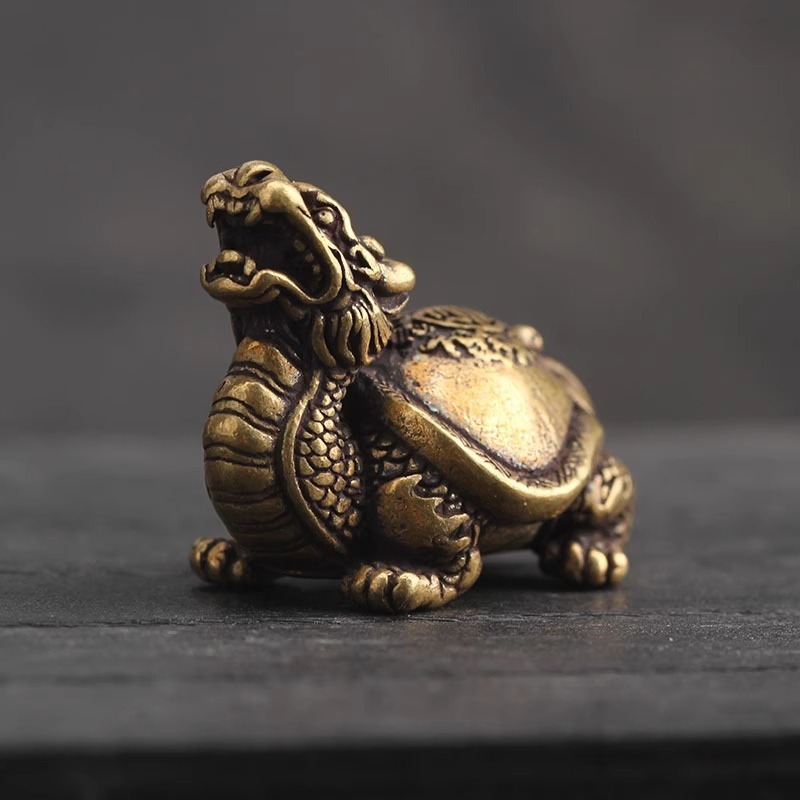 純銅のドラゴンタートルのおもちゃハンドルデスク富を引き寄せる小さな装飾品富を引き寄せる家の装飾工芸品ギフト|undefined
