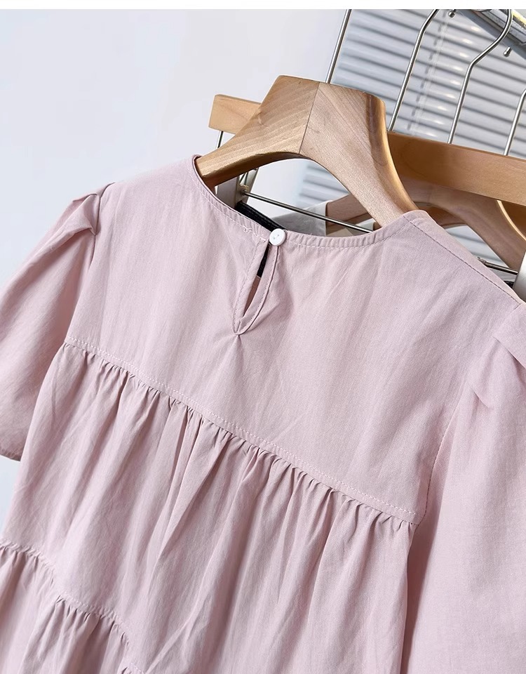 Áo sơ mi nữ tay phồng kiểu Pháp cỡ lớn dáng rộng che bụng — Màu đen chi tiết 18