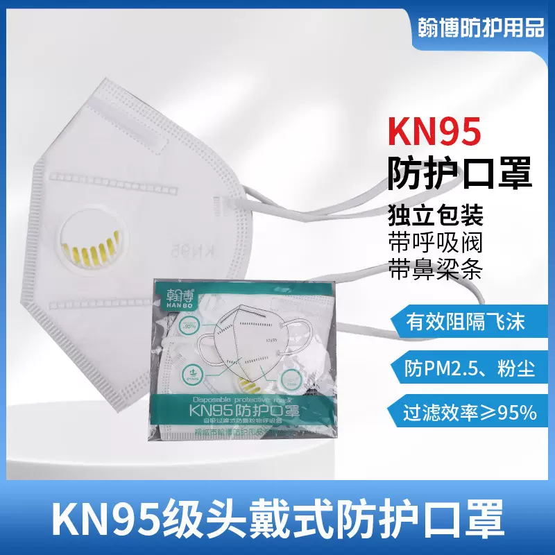 一次性3D立体头戴式带呼吸阀工业防粉尘层透气防尘专用KN95口罩