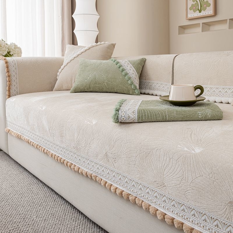 Yumşaq çenil sofa yastığı, krem rəngli, yuyula bilən örtük