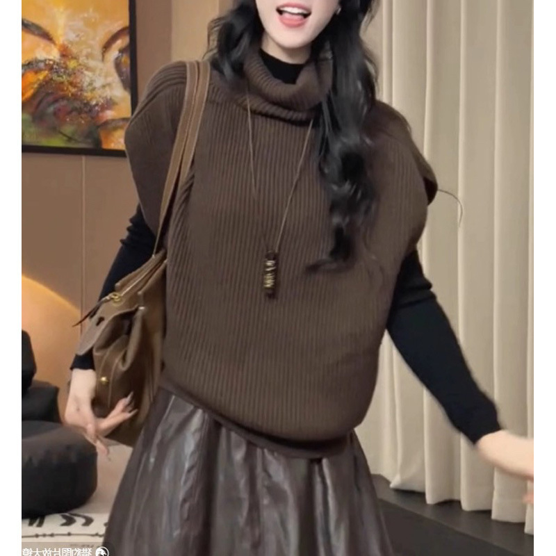 Korean Style High-End Pile Collar Knitted Vest for Women 2025 Autumn and Winter New Style Layered Atmosphere Loose Vest Top