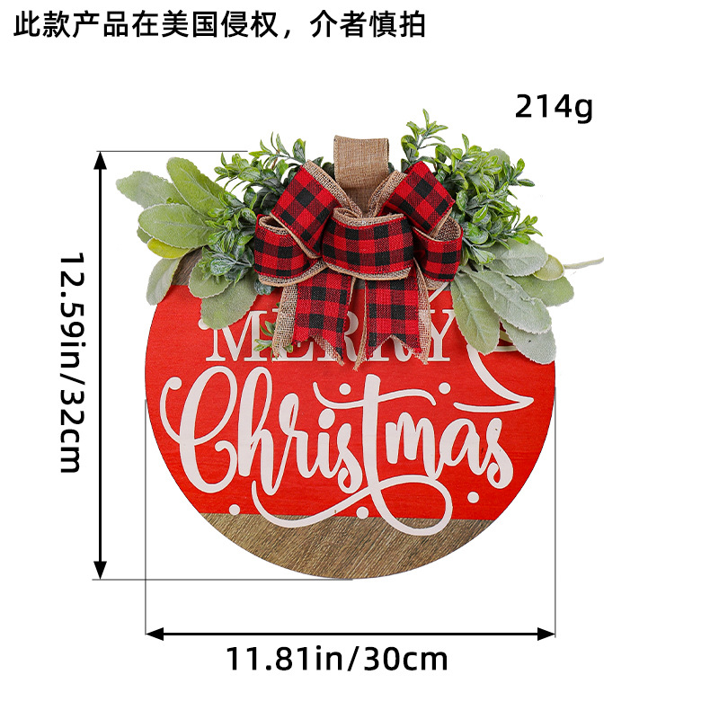 Guirnalda de madera con la frase 'Feliz Navidad' para colgar en la puerta, decoración navideña para escaparates de centros comerciales, venta al por mayor