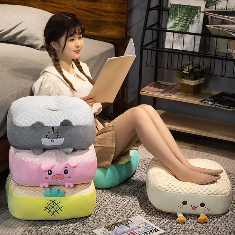 De dibujos animados de hielo del hogar cojín de seda Silla de comedor cojín engrosado tatami Oficina siesta almohada antideslizante cojín trasero sensación fresca