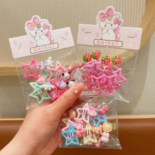Children's five-pointed star hairpin cartoon eight pack side bangs hairpin new cute personality girl outdoor hair accessories