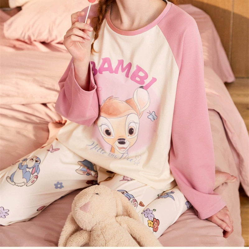 Пижама женский костюм интернет-красный мультфильм милые длинные рукава