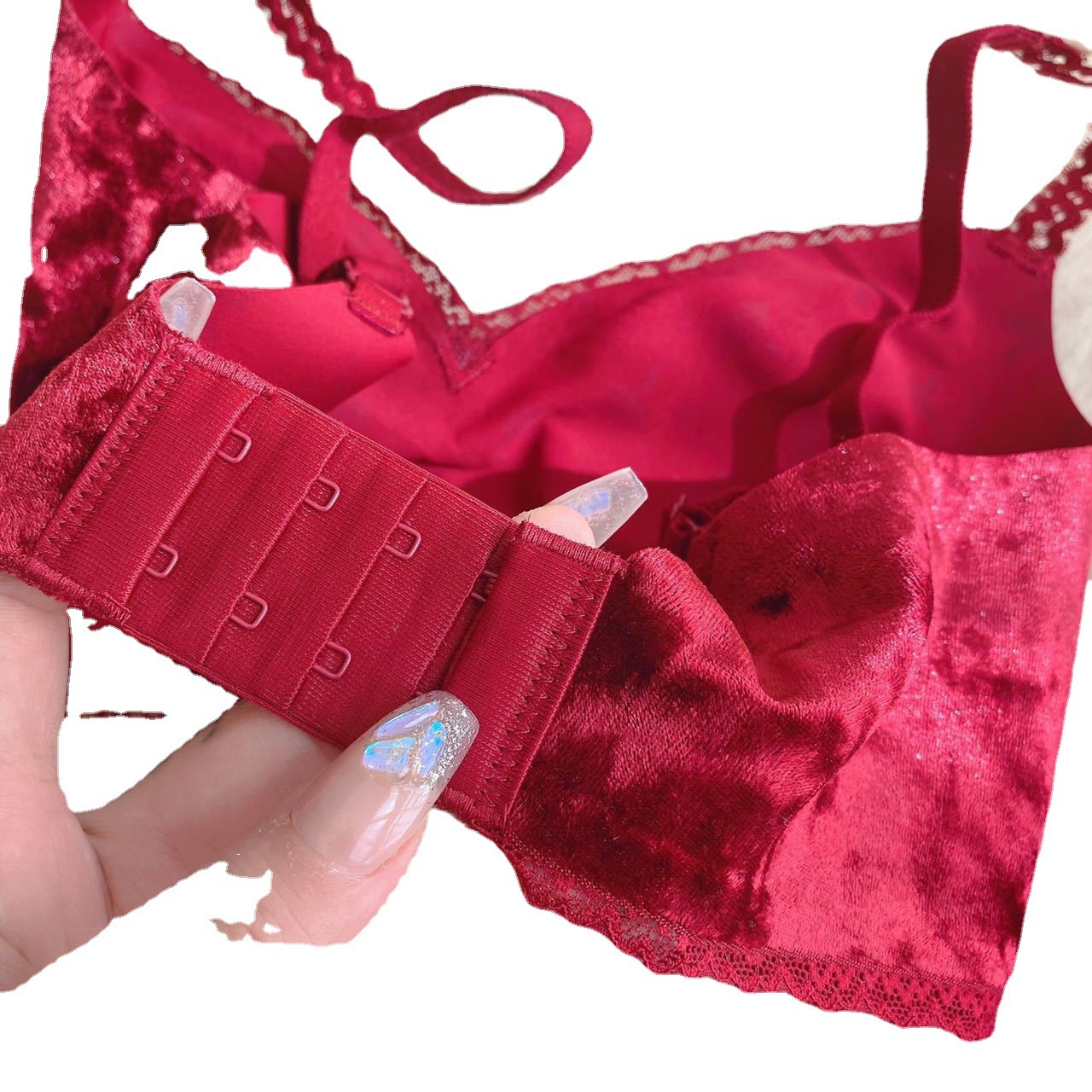 6850 Diamante de terciopelo Otoño e Invierno la muchacha sin hilos delgada Copa empuja hacia arriba la ropa interior Las Mujeres Grandes del pecho pequeño sujetador traje