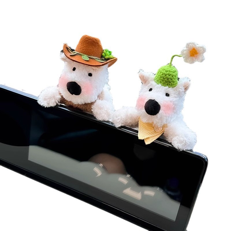 Decoración de coche West Highland Pantalla de control central de coche Muñeca de fiesta Decoración de pantalla Accesorios de coche Muñeca linda