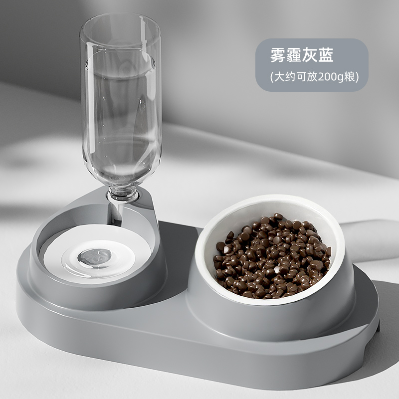 Tazón para gatos, doble tazón para gatos, tazón de agua para gatos, tazón de alimentación para gatos, tazón de boca inclinada para proteger la columna cervical, tazón de arroz para perros, tazón para perros, mascota Wang Jin