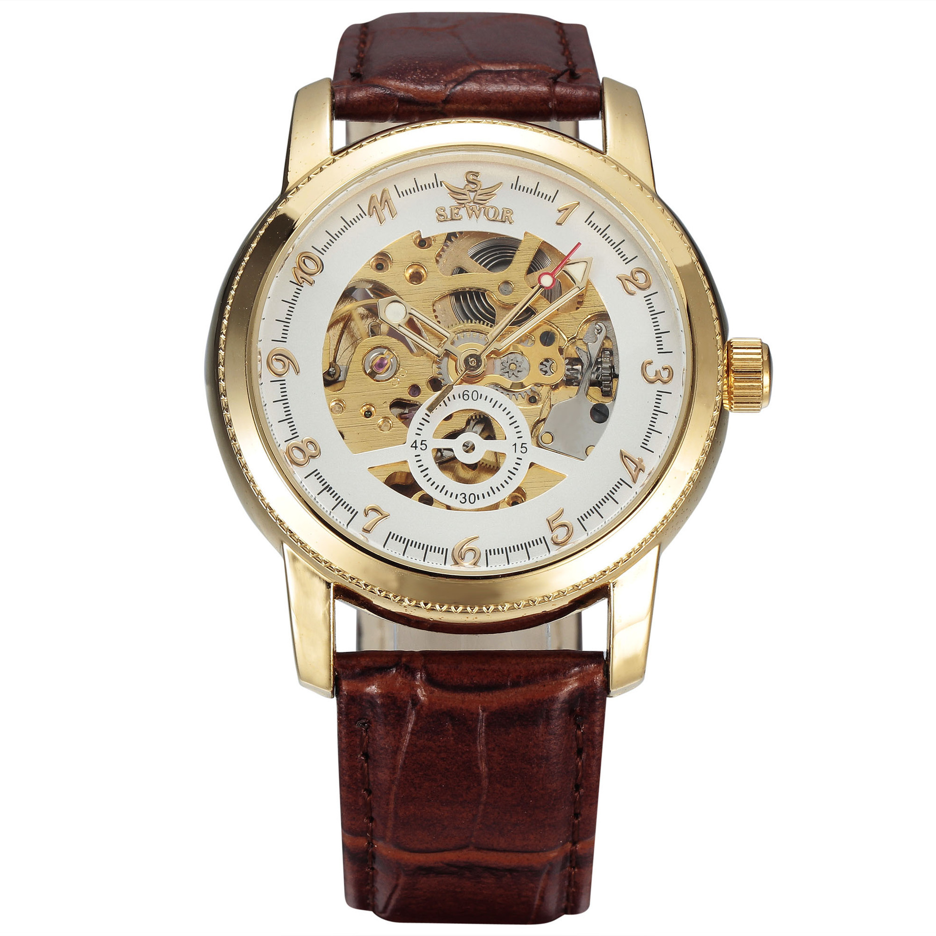 SEWOR reloj mecánico de vidrio hueco transparente reloj de hombre comercio exterior comercio electrónico venta caliente reloj mecánico automático