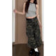 Vintage Camouflage Coil Jeans Women's Summer Trendy New High Waist Slimming Straight Loose Wide Leg Cropped Pants