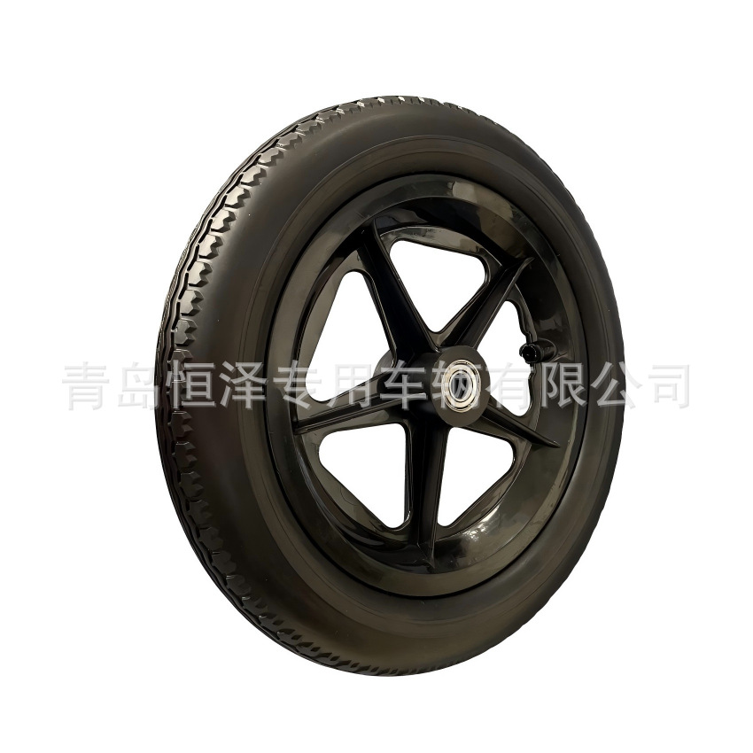 实心聚氨酯pp轮毂轮椅车轮覆膜机轮12寸PU发泡轮12 1/2 x 2 1/4