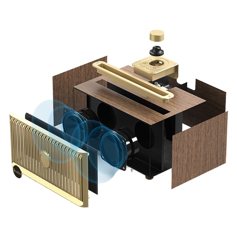 Oneer Retro Bluetooth altavoz de madera en casa gran volumen estéreo tarjeta Radio pesado subwoofer audio