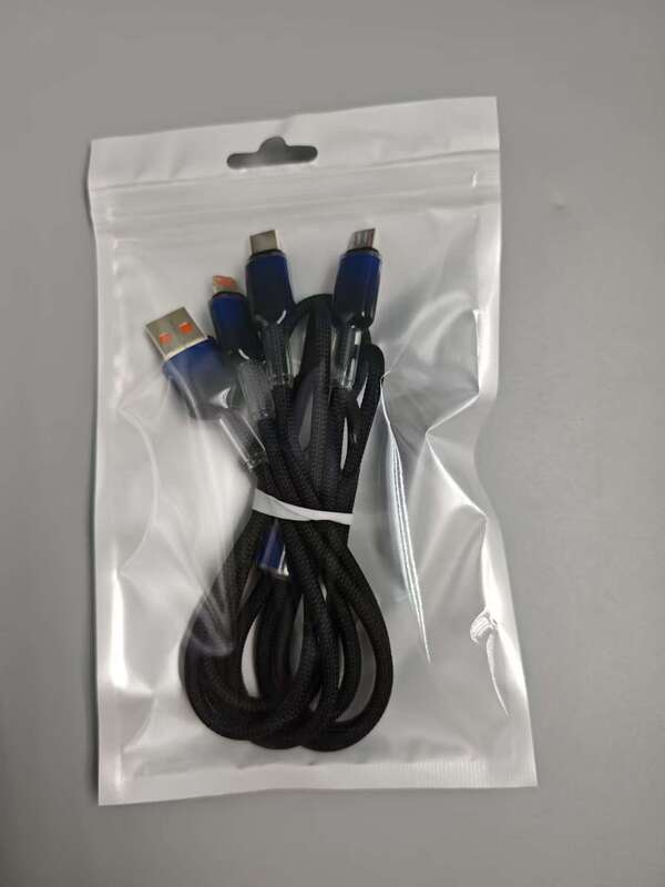 一拖三渐变透明快充单线冰晶数据线适用苹果华为安卓三合一充电线|undefined