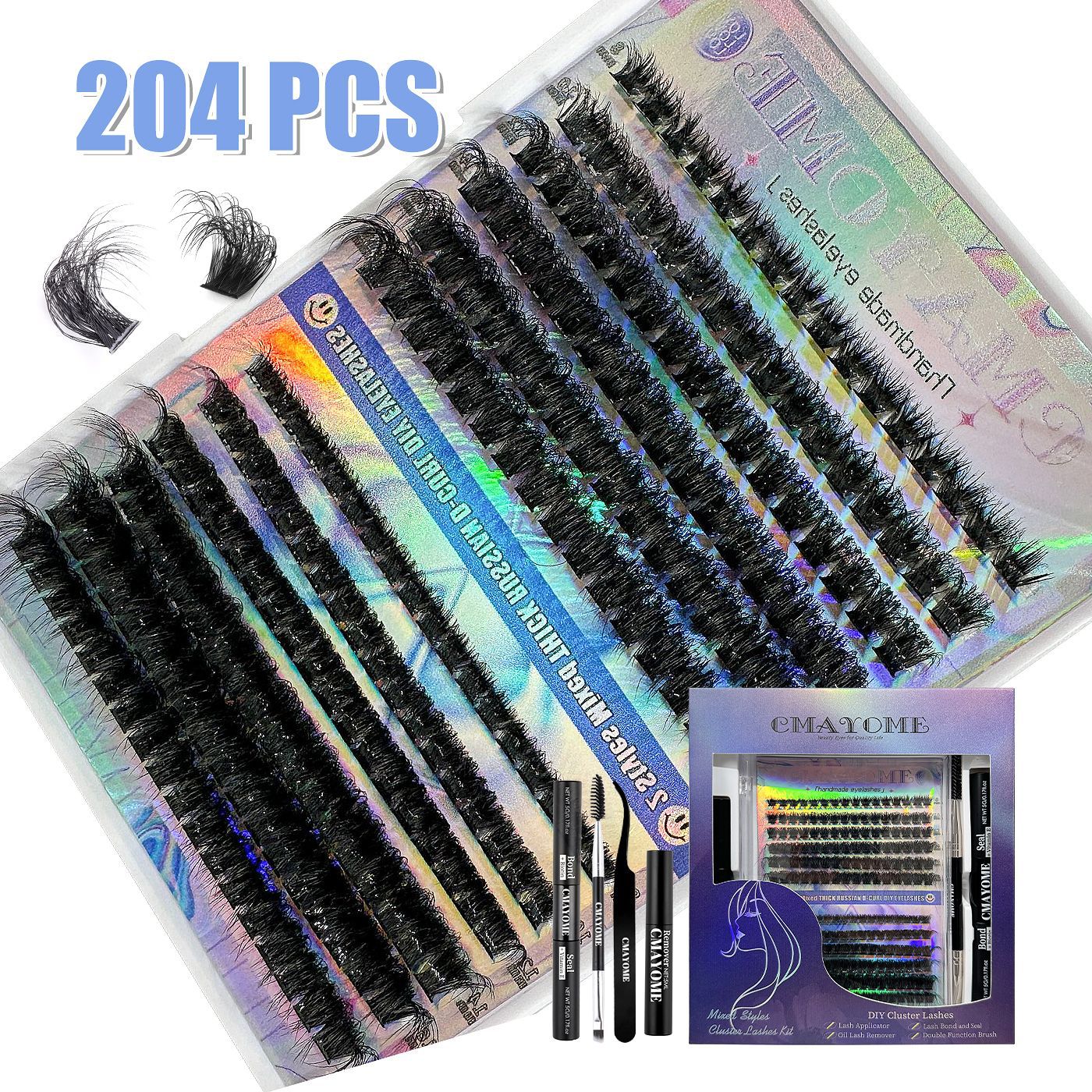 Amazon estilo caliente conjunto de pestañas postizas segmentadas europeas y americanas de un solo grupo de pestañas de injerto de cabello de gran capacidad natural al por mayor