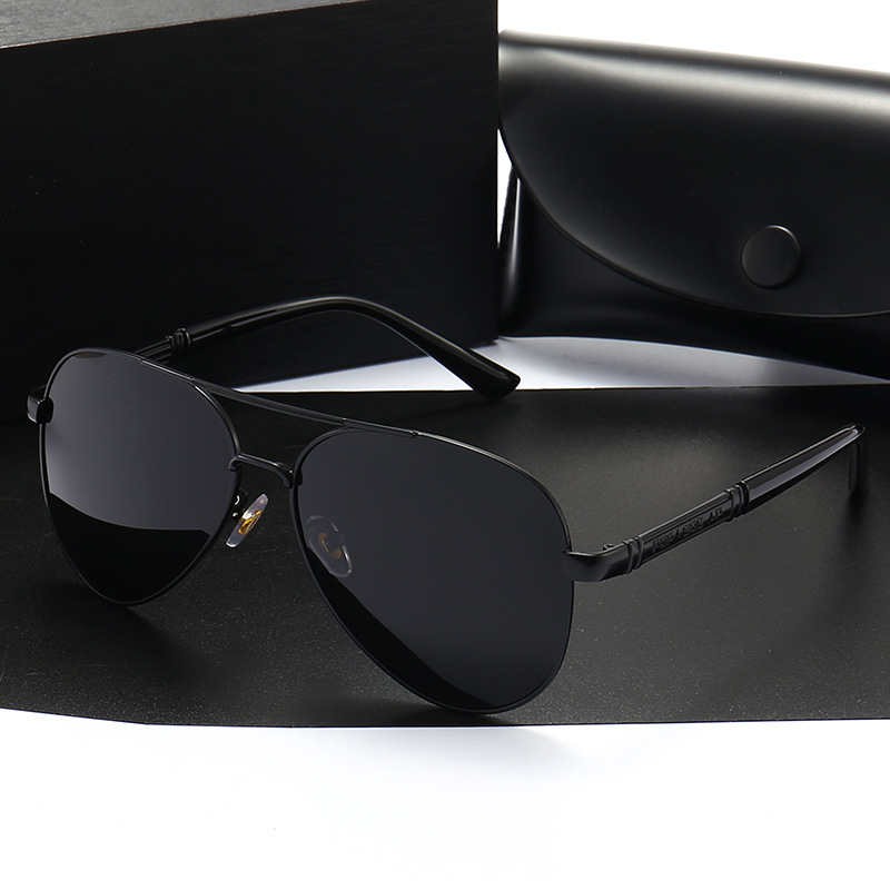 High-grade double-beam polarized sunglasses men's photosensitive color-changing sunglasses fashion driving anti-glare goggles fishing glasses