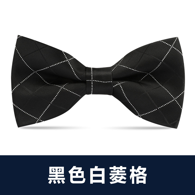 ↬↬↬검정 & 흰색 마름모 격자무늬 보타이