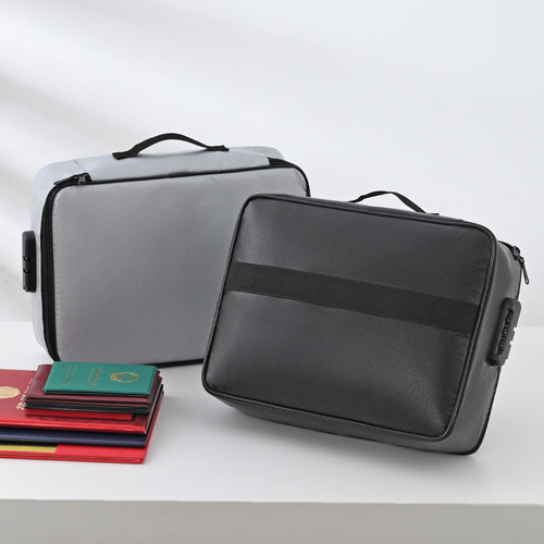 Fireproof and waterproof travel document storage bag large-capacity home passport document bag certificate archive storage box