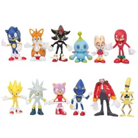 Набор из 12 предметов Sonic, мультяшная модель из ПВХ, украшения для торта, фигурка для торта на день рождения Sonic Boy
