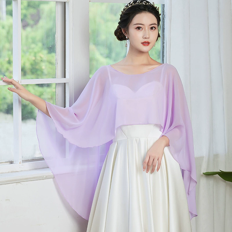 Chiffon Bridal Cloak Cape, Женский миди-пальто в стиле тренч, плюс-сайз, легкий