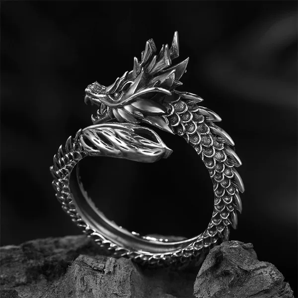 Supreme Zodiac Dragon Head Ring Men's Ring Men's Domineering Retro Jewelry Punk Skull Personality Ring