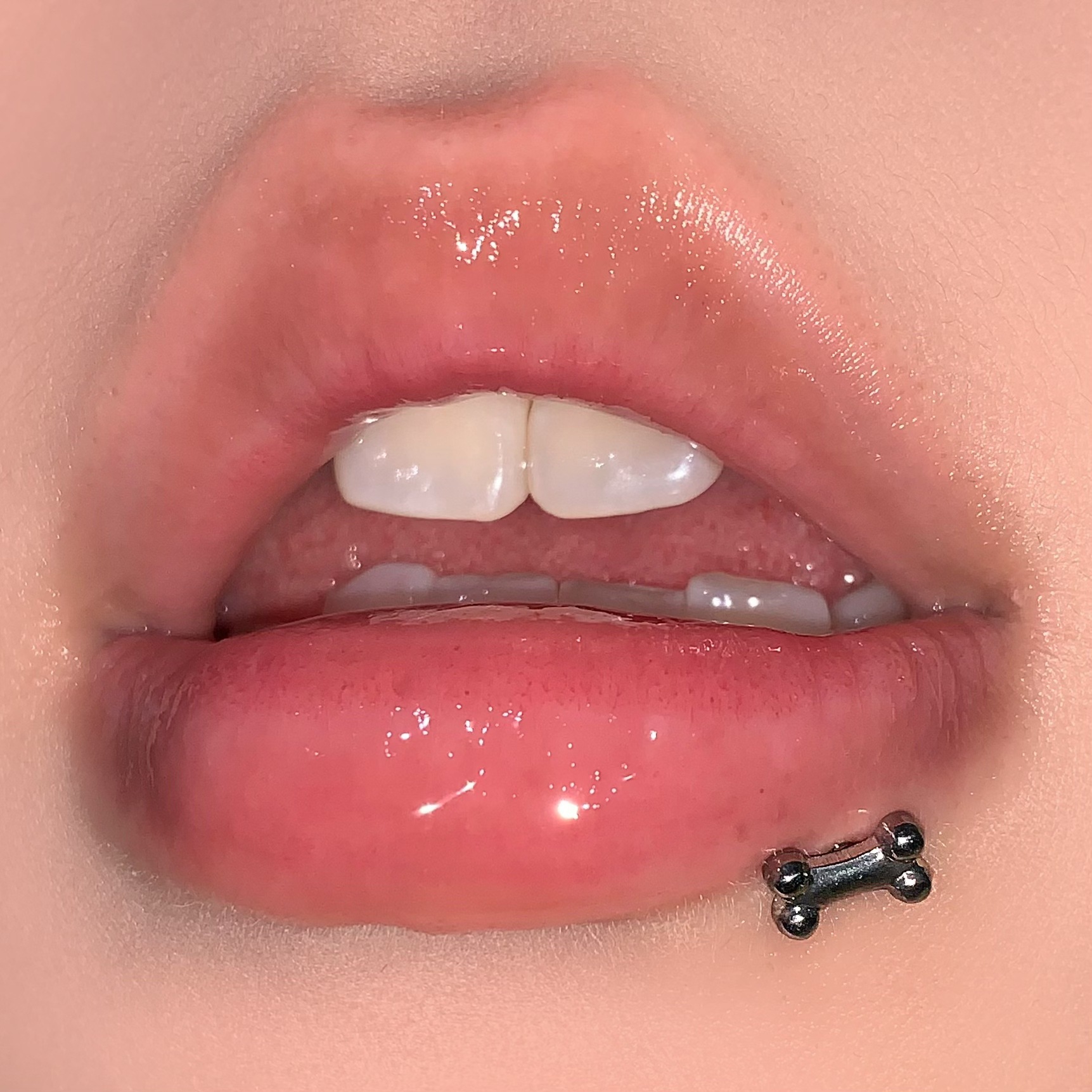 Pointed labret stud close-up product detail