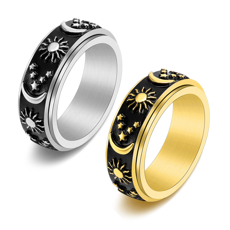 Fashion Star Moon Stainless Steel Plating Rings
