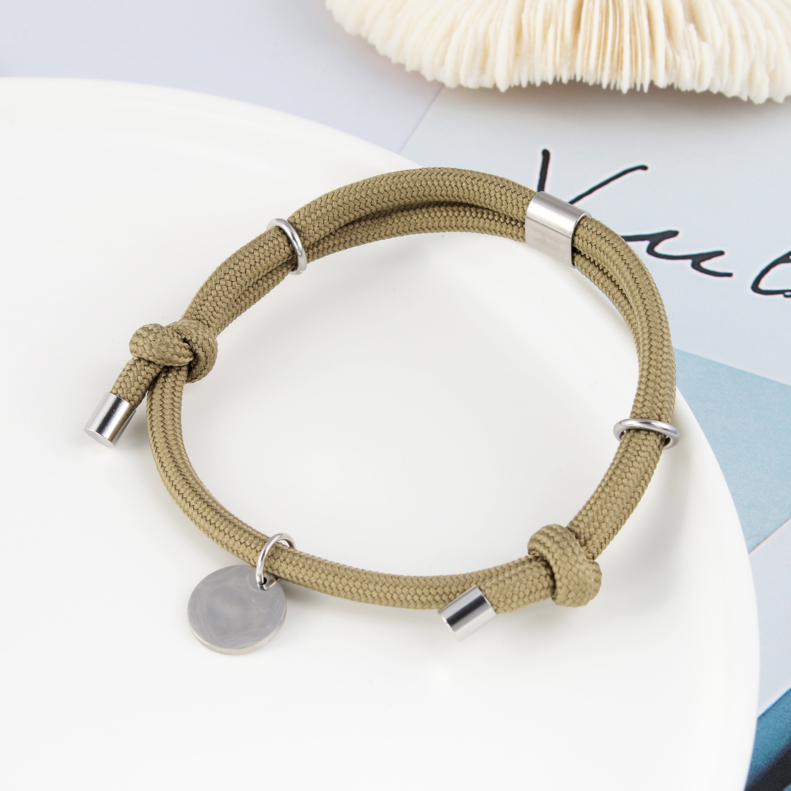 1 Piece Simple Style Solid Color Stainless Steel Polyester Unisex Bracelets