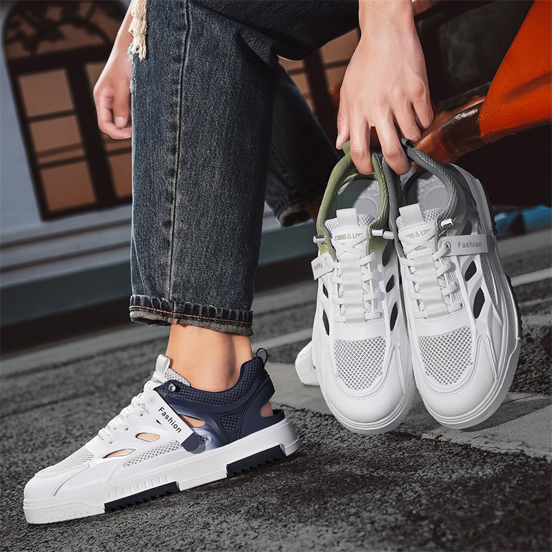 Zapatos de red para hombre 2025 nuevo verano transpirable delgado malla hueca zapatos de malla deportiva zapatos de moda blancos de verano para hombre