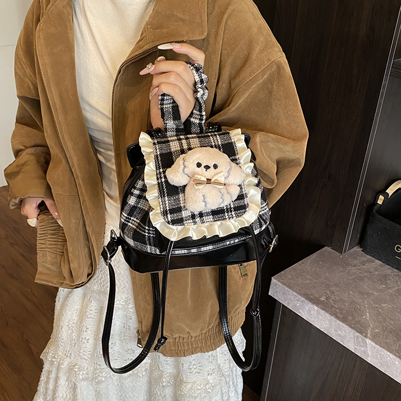 2025 otoño y invierno nueva mochila infantil caricatura lindo cachorro bebé mochila escolar para niños y niñas mochila a cuadros
