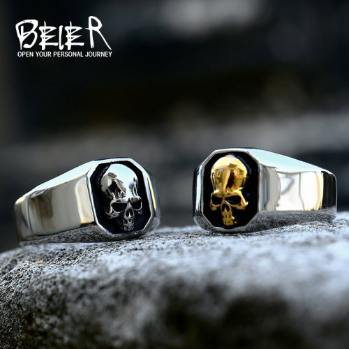 beier foreign trade punk style hip hop skull titanium steel ring manufacturer wholesale new men's stainless steel ring
