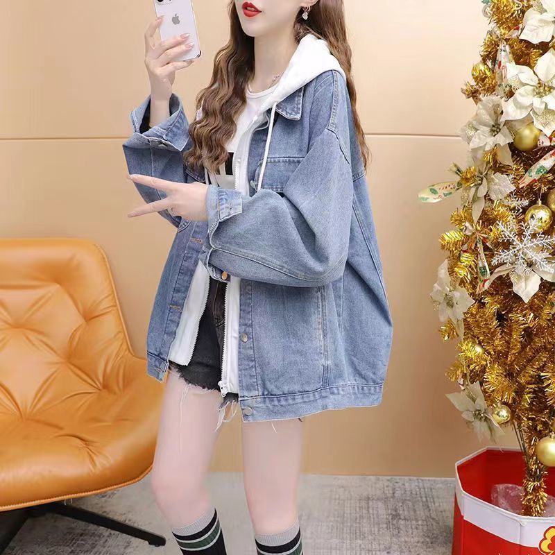 ゆるい偽の2つの帽子付きカウボーイコートの女性春秋2025年の新しい春の洋風は怠惰な上着を着ている|undefined