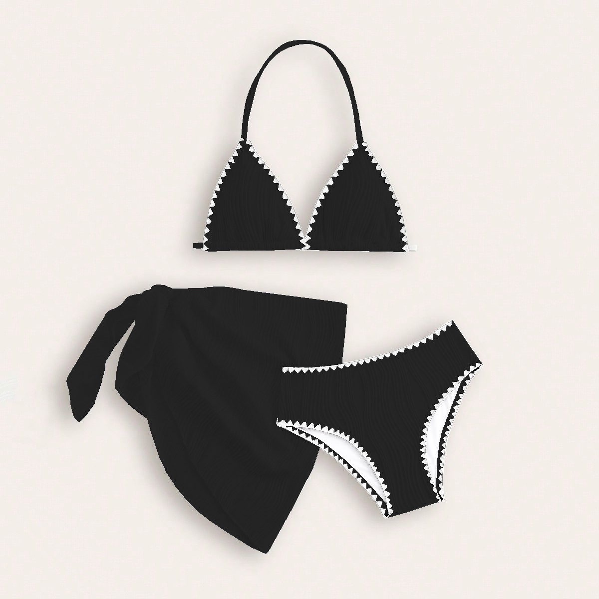 Classic Solid Color Bikini Swimsuit Set For Tweens & Teens - 3 Piece Tankini For Big Girls, Pool & Beach Wear_voghion.com
