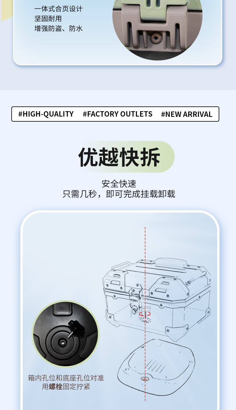 Wanlihao electric vehicle rear trunk, Niu Ms modification accessories, decorative non-aluminum alloy motorcycle large-capacity trunk