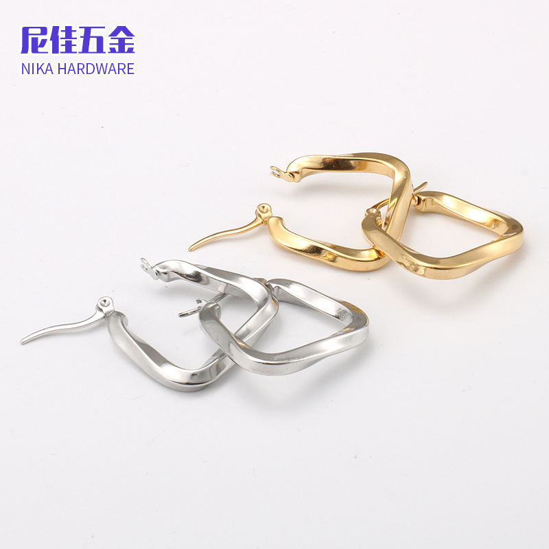 Pendientes irregulares geométricos, acero de titanio, estilo coreano moderno, no se desvanecen