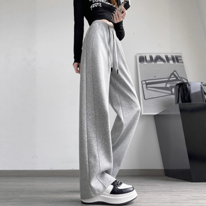 Narrow Banana-Style Wide-Leg Pants for Women, 2026 New Autumn and Winter Straight-Leg Sports Pants, Loose Casual Black Sweatpants for Petite Women