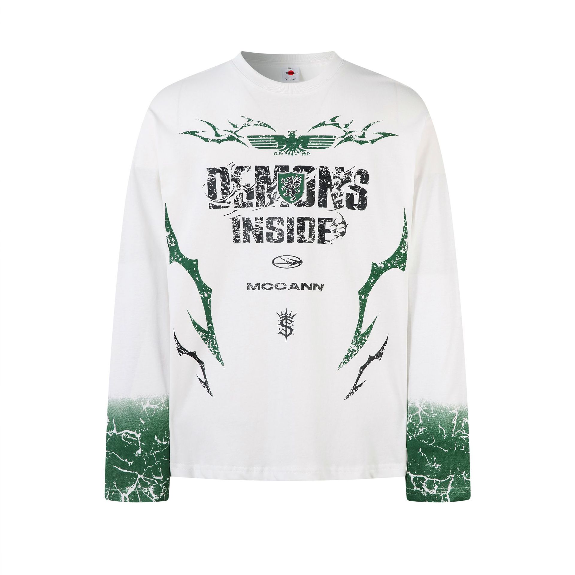 Men's Streetwear Long Sleeve T-Shirt – Oversized Graphic Tee With Dark Print (100% Combed Cotton, M-XXL, Black/White)_viptrois.com