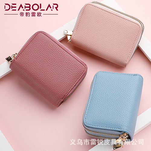 Multifunctional card holder wholesale  new accordion card holder double zipper women's wallet large capacity pu card holder