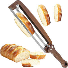跨境木质面包刀带手柄吐司法棍分片器可调节面包切割锯齿刀面包刀