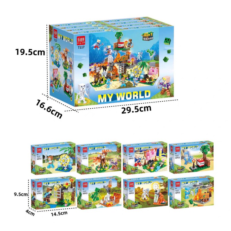 New Product Ledi 7117 Minecraft Training Ground 8-in-1 Assembled Scene Puzzle DIY Boy Toy Gift