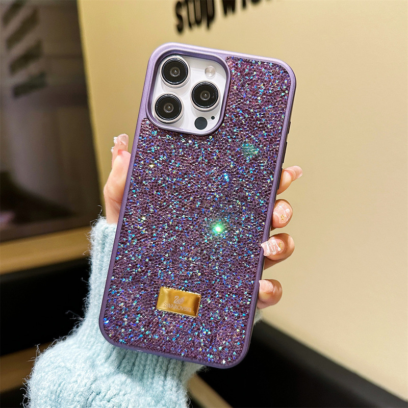 奢华闪钻适用苹果16ProMax手机壳iPhone15电镀潮牌高级水钻14全包|undefined