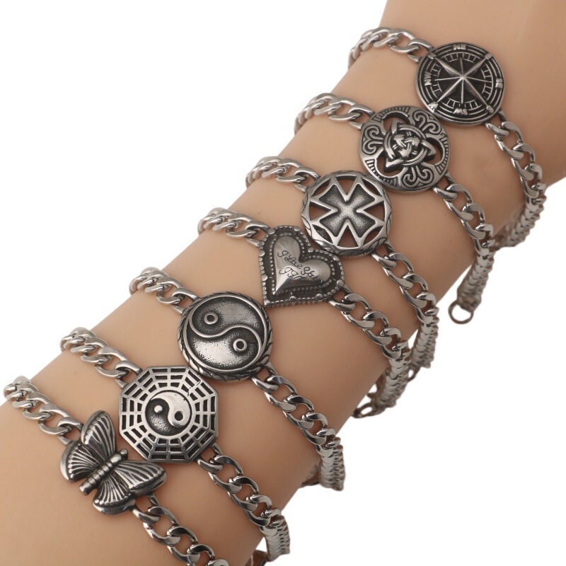 Stainless Steel Punk Style Bracelet Set European and American Hip-Hop Personalized Celtic Geometric Pendant Unisex Jewelry Stainless Steel Punk Style Bracelet Set European and American Hip-Hop Personalized Celtic Geometric Pendant Unisex Jewelry
