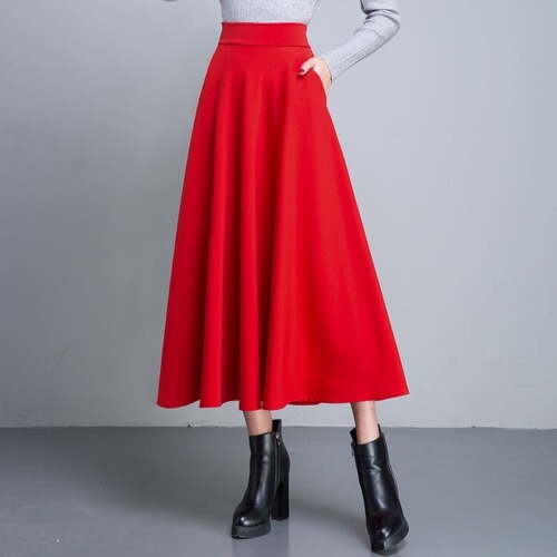 2024 half-length long skirt, large swing skirt, A-line skirt, high waist, slimming, all-match, Korean style, large size women