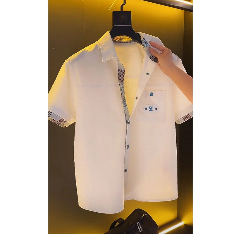 ヨーロッパの高級ブランド紳士服トップス 2025 夏の新デザインテクスチャード紳士カジュアルポロシャツ|undefined