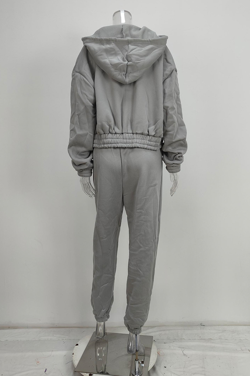 2026 New Spring Women's Clothing European And American Outfit Solid Color Hooded Sweatshirt Casual Fashion Sports Set_ecoleips.com