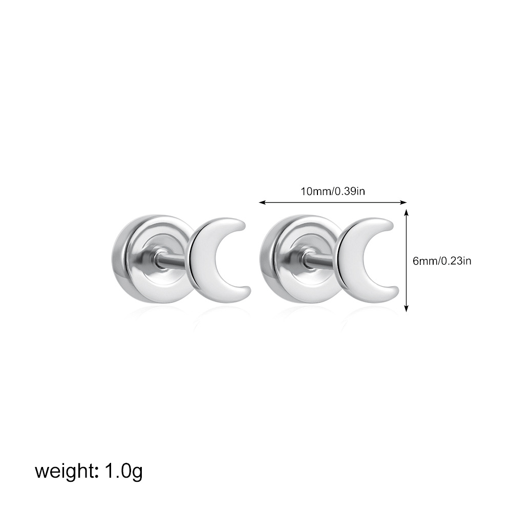 Daily, Street Occasion 304 Stainless Steel Material 304 Stainless Steel Copper Sun Star Moon Electroplating Zircon Simple Style Plating Ear Studs