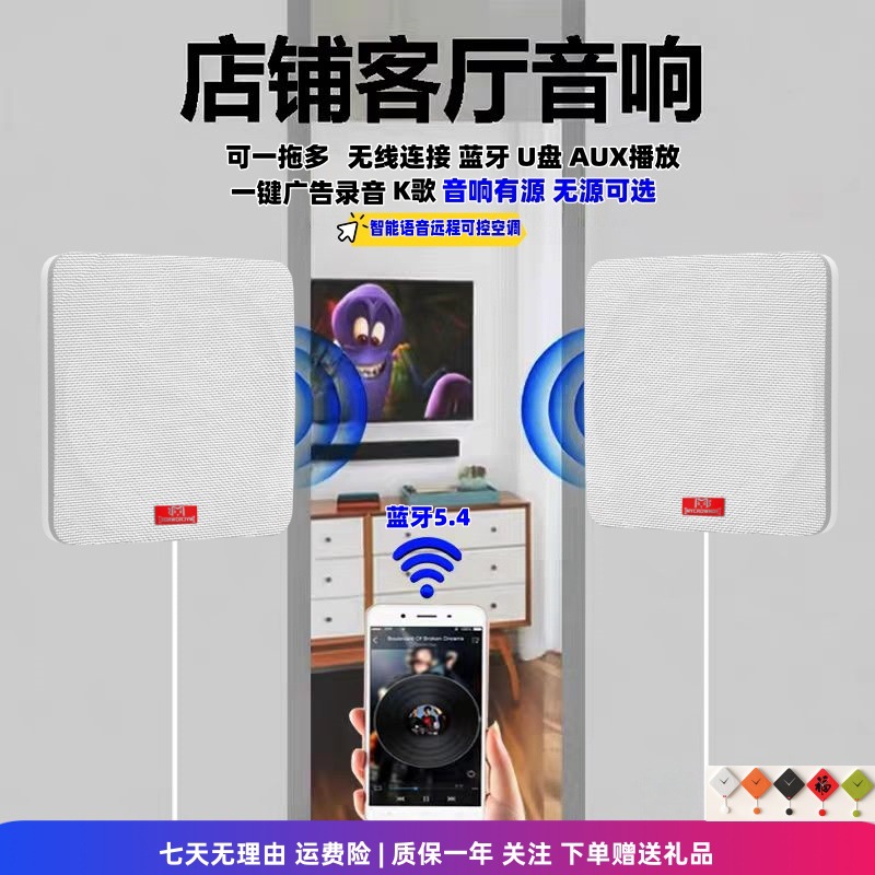 壁挂无线蓝牙音响 挂墙吸顶教室餐厅健身房会议室播放器蓝牙音箱